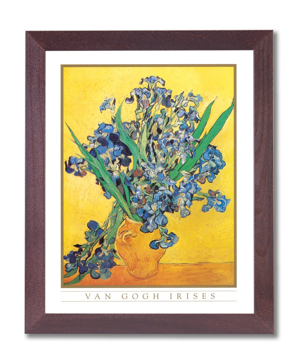 Vincent Van Gogh Irises Vase Flower Framed Art Print - Handmade Oil Painting Reproduction for Home & Office Wall Decor