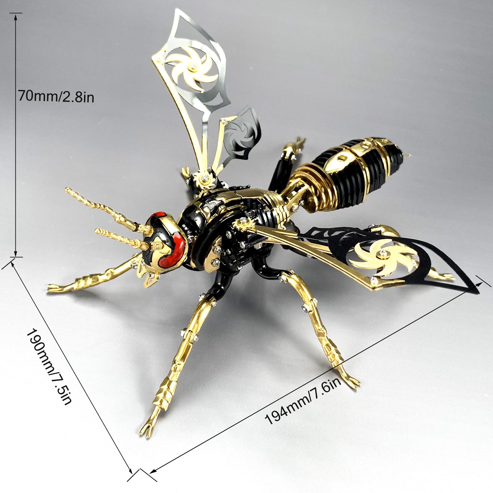 3D Metal Puzzle Kit - Northern Giant Hornet DIY Model for Adults | Challenging Mechanical Wasp Building Set | Perfect Birthday Gift for Men & STEM Enthusiasts | Home Office Decoration & Stress Relief Activity