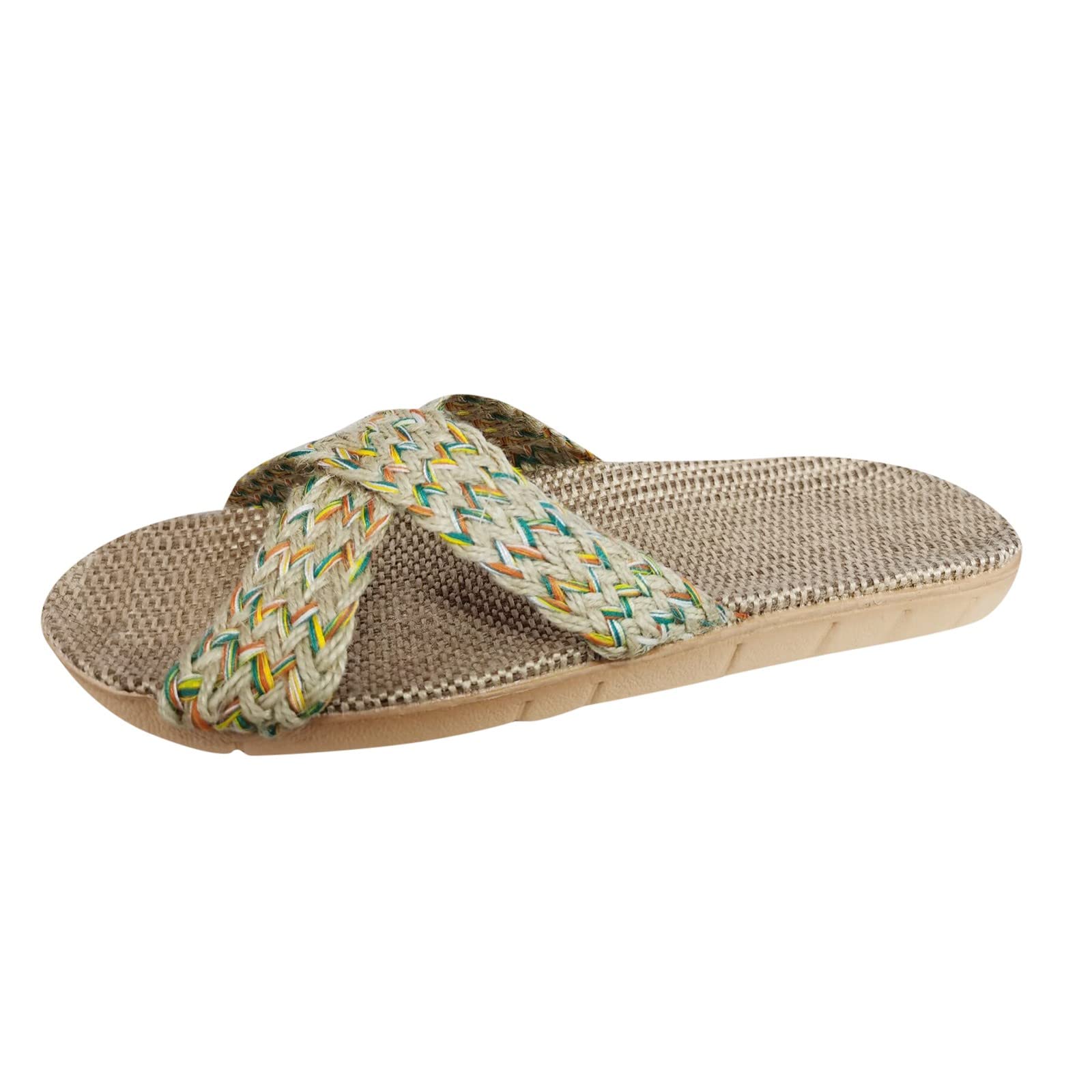 Women's Bohemian Rhinestone Flip Flops - Folded Leather Flat Sandals for Summer | Casual Beach Slippers & House Shoes for Women | Perfect for Vacation, Poolside, and Home Relaxation