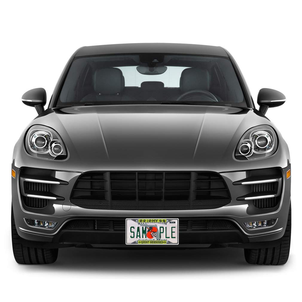 Premium Metal Insert License Plate Frame - I Love My Saint Bernard - Weatherproof Chrome Car Accessory with 4 Holes - Perfect for Dog Lovers & Outdoor Vehicle Protection