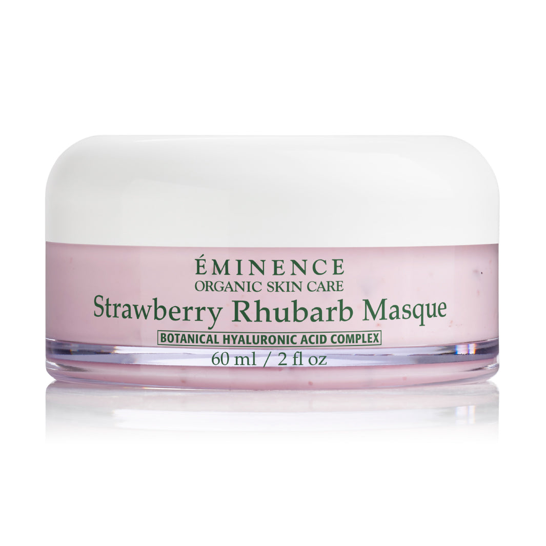 Eminence Organics Strawberry Rhubarb Hyaluronic Acid Face Mask - Hydrating & Brightening Facial Treatment for Dry & Dull Skin | Spa Day & Self-Care Essential