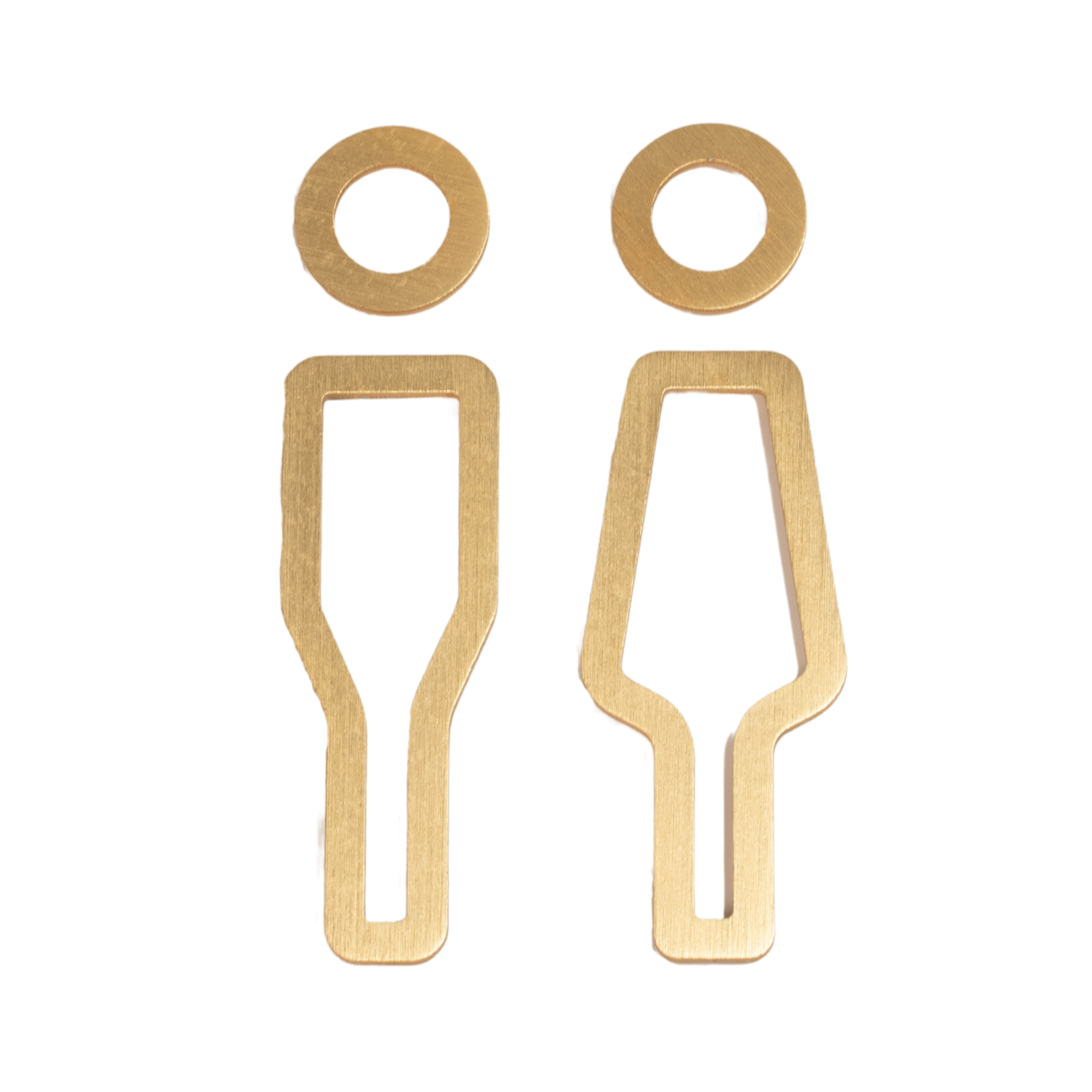 DESIGNSTUFF Brushed Brass Restroom Sign - Her/Him Gender Neutral Bathroom Door Plaque for Home, Office & Commercial Spaces