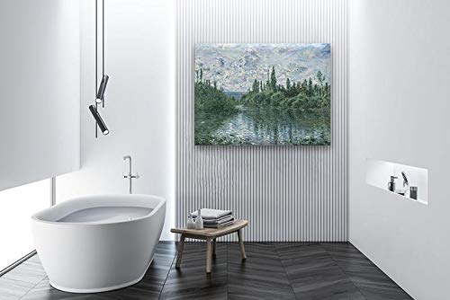 Claude Monet Oil Painting - Arm of The Seine Near Vetheuil | Impressionist Fine Art Canvas Print | Gallery Wrapped Wall Decor for Living Room, Bedroom & Office | Home & Office Decoration | Art Lover Gift