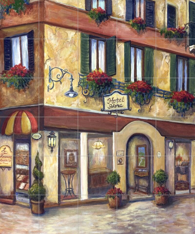 Ceramic Backsplash Tile Mural - Venice Street Scene Landscape for Kitchen, Bathroom & Shower | Hand-Painted Art by Joanne Margosian | Perfect for Home Renovation & Interior Design