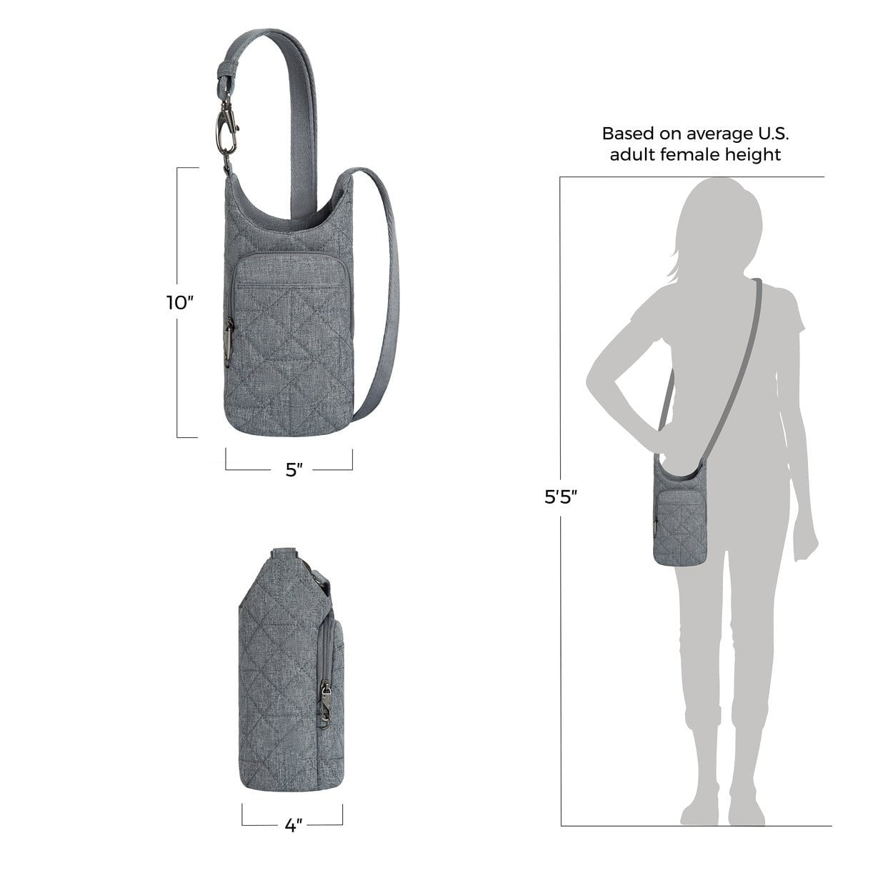 Travelon Anti-Theft Boho Insulated Water Bottle Tote Bag - Stylish & Secure Crossbody Purse for Travel, Hiking & Daily Commute