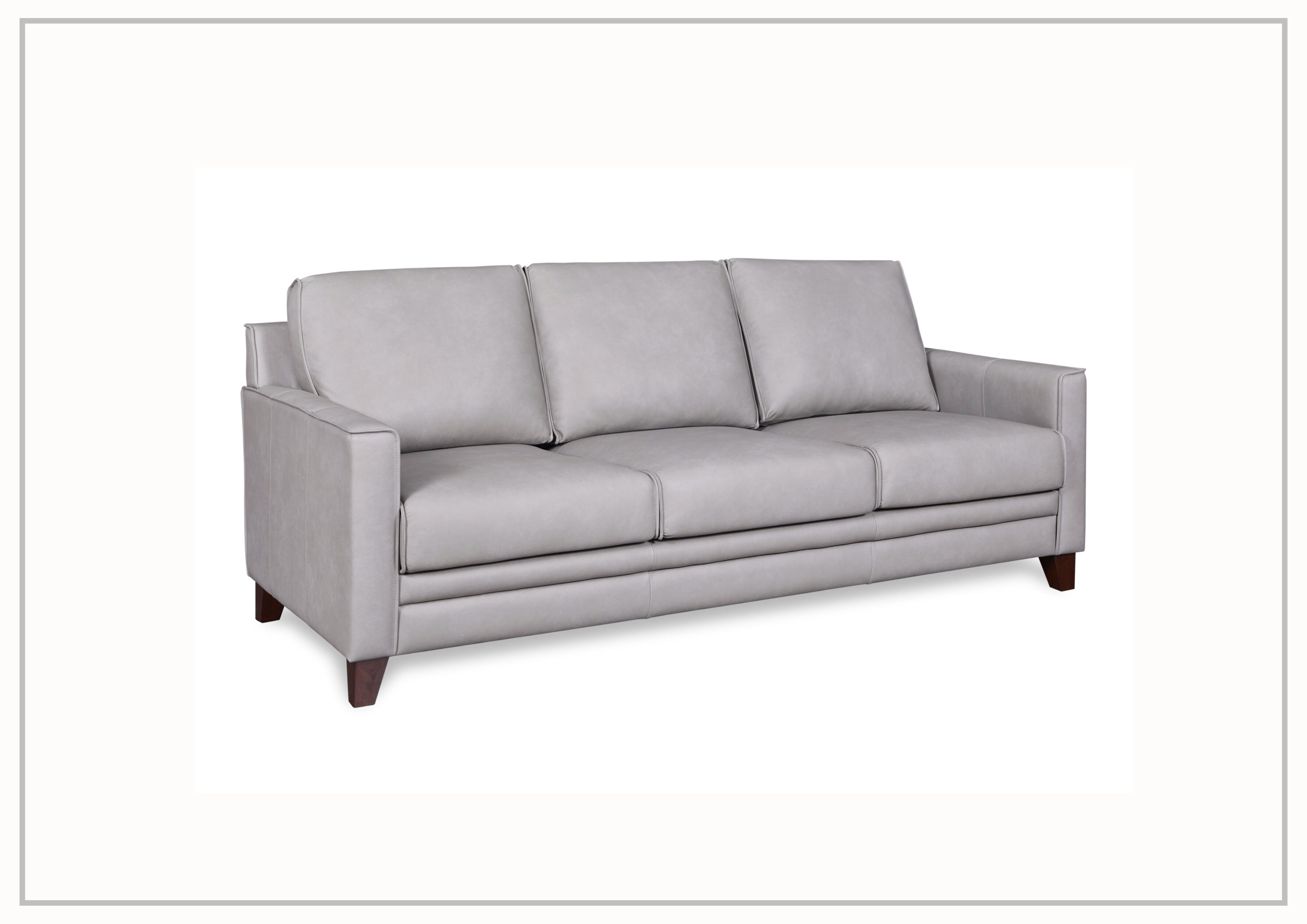 Gio Italia Home Samson Leather 3-Seater Sofa in Gray | Premium Genuine Leather Couch for Living Room, Lounge & Office | Modern Comfortable Sectional Sofa for Home Decor