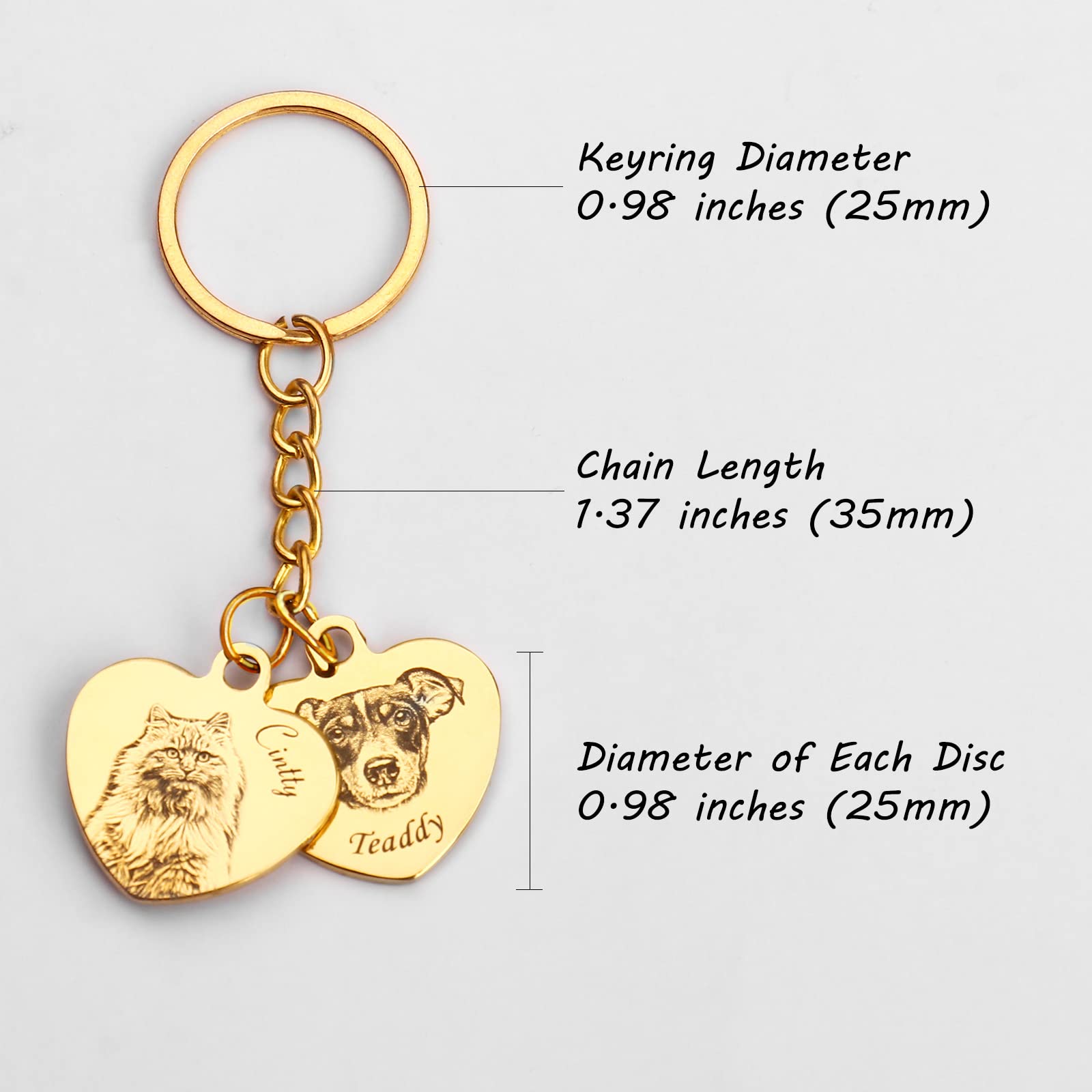 **Personalized Dog Keychain with Heart Photo Engraving - Custom Pet Memorial Gift for Dog Moms & Animal Lovers - Perfect for Keyrings, Backpacks, and Keepsakes**