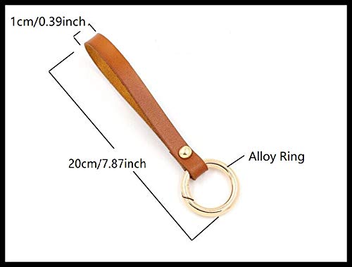 Genuine Leather Wristlet Keychain with 3 Detachable Key Rings - Handmade Wrist Strap & Lanyard for Men & Women - Hand Badge Holder Key Fob for Wallet or Purse (Light Brown) - Perfect for Office, Travel, and Everyday Use