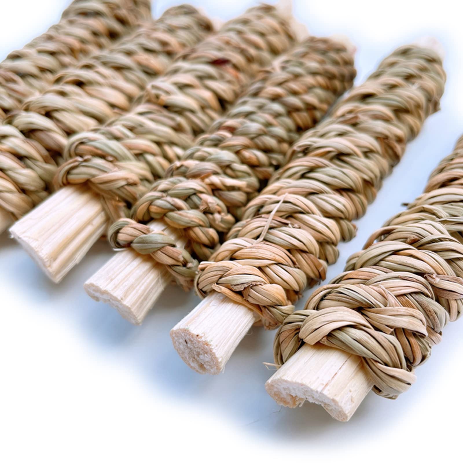 6 Pack Natural Sweet Sticks - Woven Grass Chew Treats for Small Animals Like Pigs, Rabbits & Guinea Pigs | Healthy Dental Snack for Pets | Perfect for Cage Enrichment & Chewing Instincts