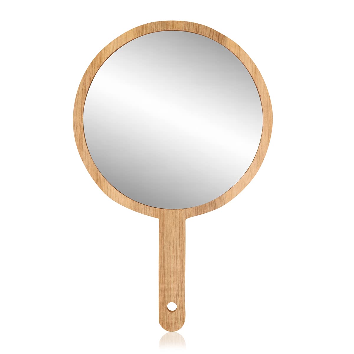 Victor Enterprises 9.5 Inch Jumbo Round Wooden Handheld Makeup Mirror - Perfect for Bathroom Vanity, Dressing Table, Shaving & Travel Cosmetics Kit | Portable Beauty Essential for Home & On-the-Go