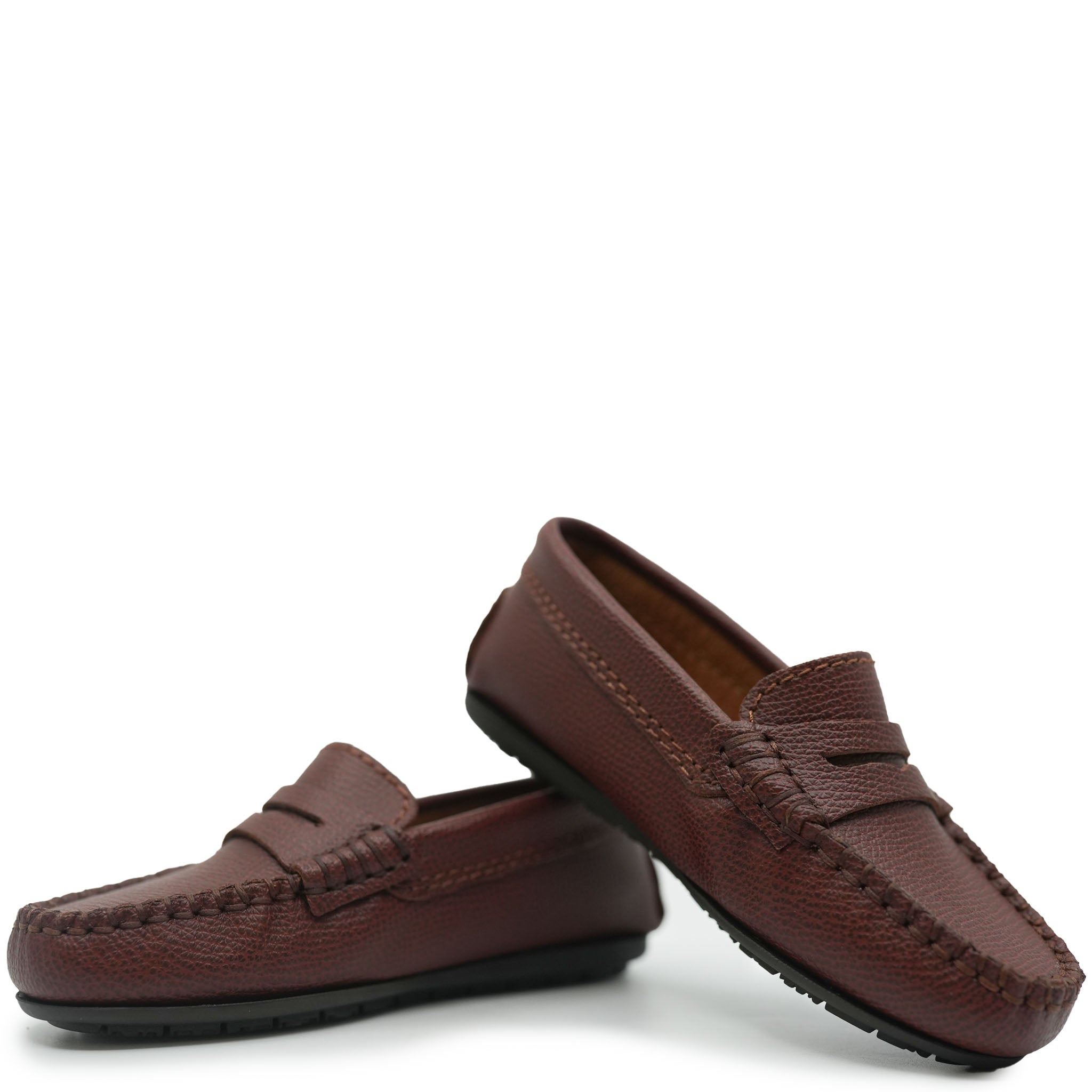 Atlanta Moccasin Rust Grainy Penny Loafers for Men - Comfortable Leather Slip-On Shoes for Business Casual & Office Wear