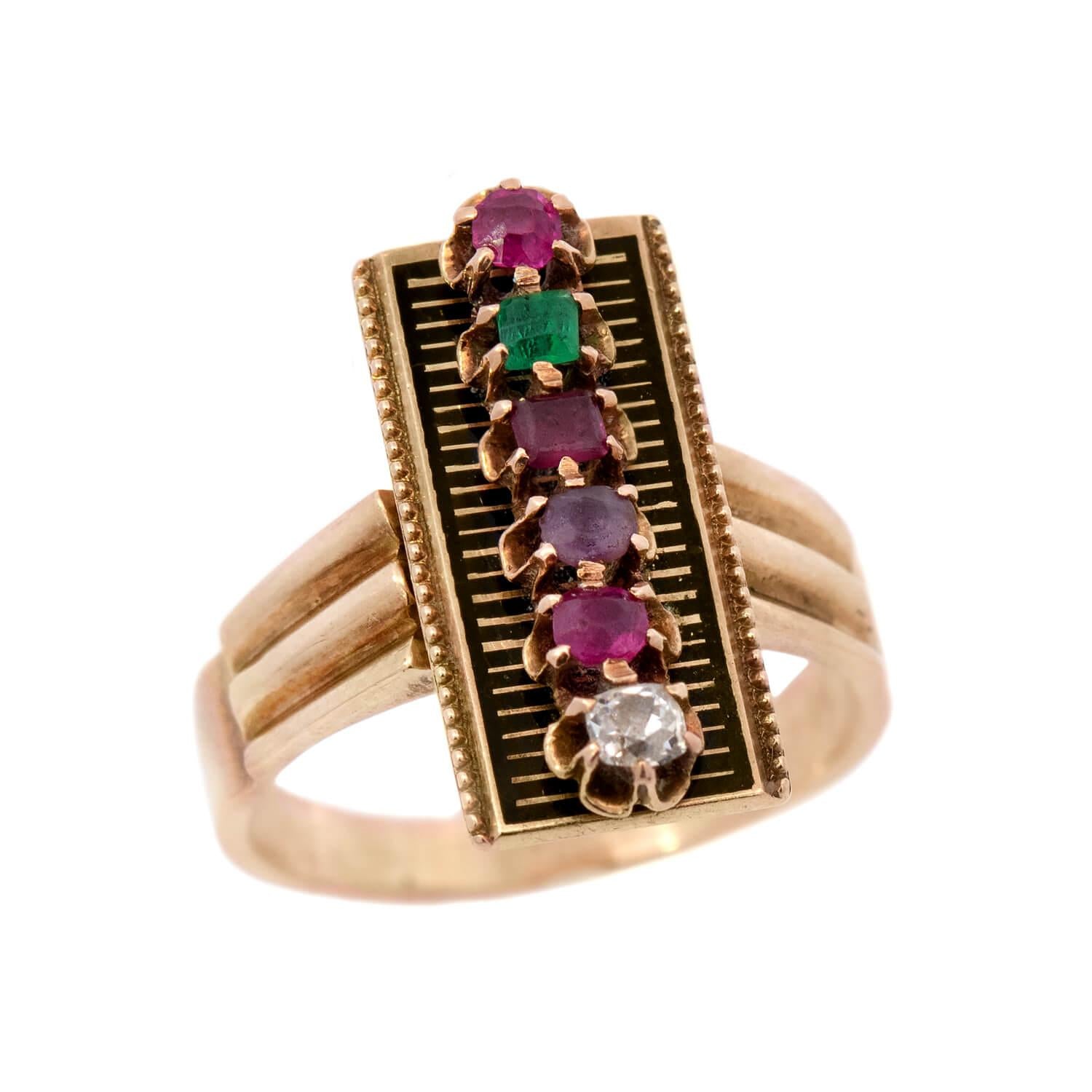 Victorian 14k Gold REGARD Enamel Ring - Antique Jewelry for Women, Vintage Engagement Ring, Romantic Gift for Her, Perfect for Weddings & Special Occasions