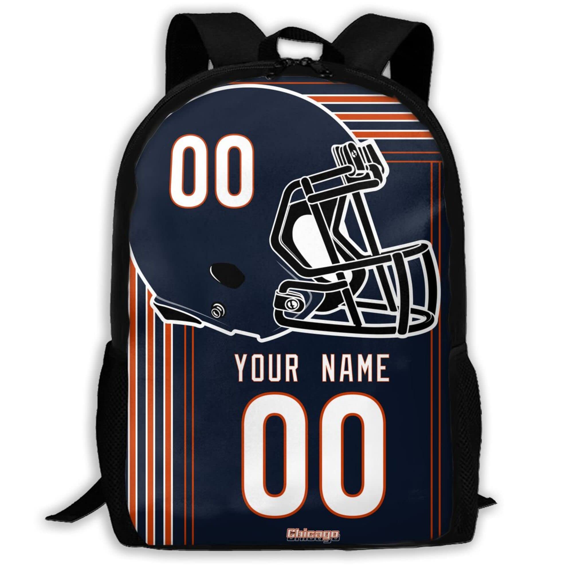 ANTKING Chicago Backpack - Customizable High Capacity Backpack with Personalized Name & Number - Perfect Gift for Kids, Men & Sports Fans - Ideal for School, Travel & Game Day