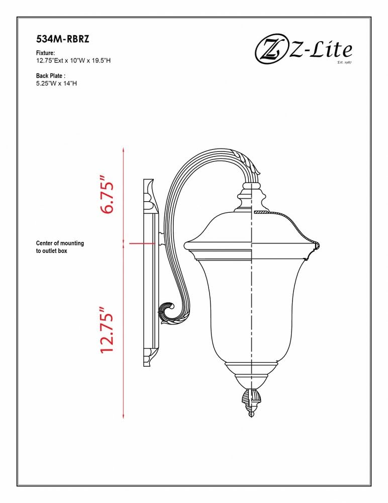 Z-Lite 534M-RBRZ Armstrong Outdoor Wall Light - Durable Aluminum Frame with Bronze Finish & Clear Water Glass Shade - Perfect for Porch, Patio, Garden, and Exterior Home Lighting