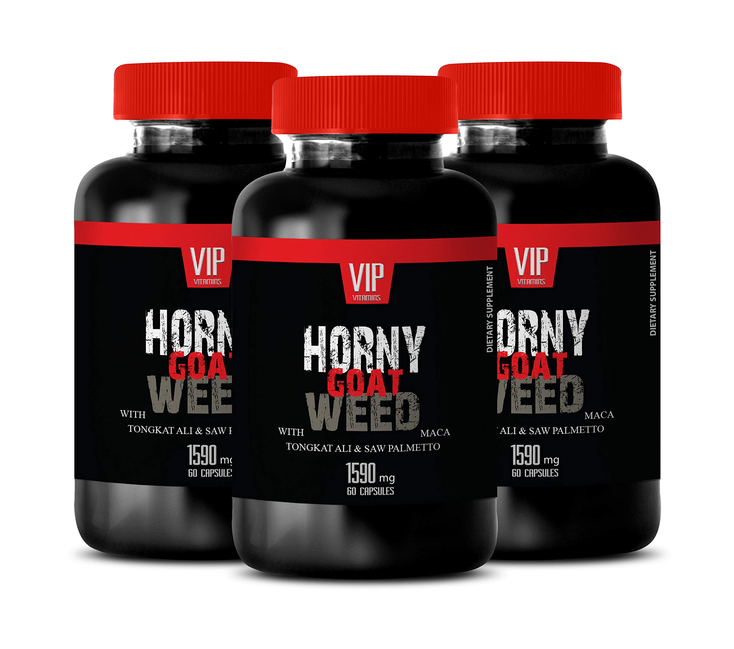 Premium Horny Goat Weed Pills 1590mg for Women - Natural Libido Booster with Maca Root, Tongkat Ali & Saw Palmetto - Herbal Supplement for Energy & Vitality - 180 Capsules (3 Bottles) - Perfect for Daily Wellness & Intimate Moments