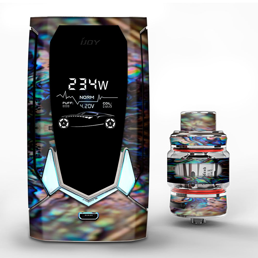 Premium Abalone Sea Shell Gold & Blue iJoy Avenger 270 Vape Mod Skin - Stylish Protective Cover for E-Cigarette Enthusiasts | Perfect for Vaping at Home, Parties & Outdoor Adventures