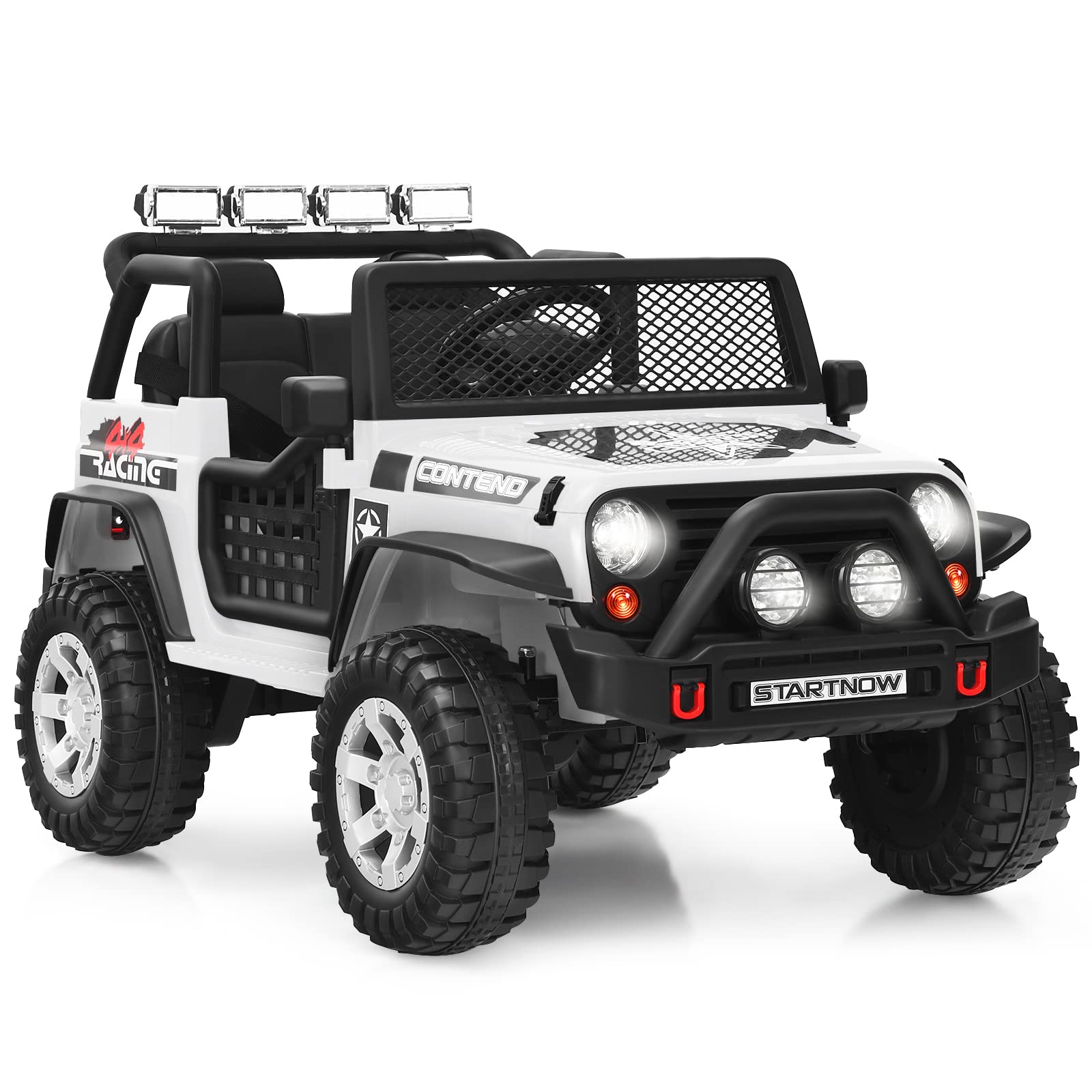 OLAKIDS 12V 2-Seat Battery Powered Electric Ride-On Truck for Kids - Remote Control Toy Car with Spring Suspension, LED Lights & Music - Perfect for Toddlers Outdoor Play & Birthday Gifts