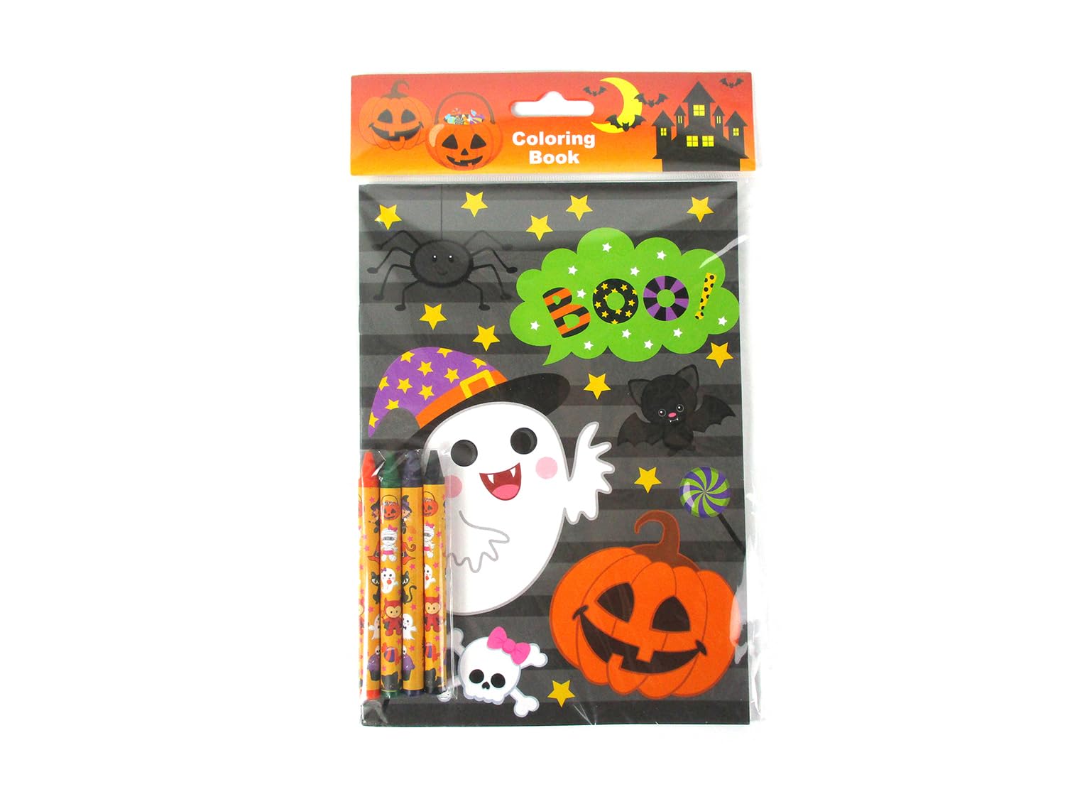 Halloween Coloring Books for Kids - 12 Books & 48 Crayons Set for Party Favors & Crafts