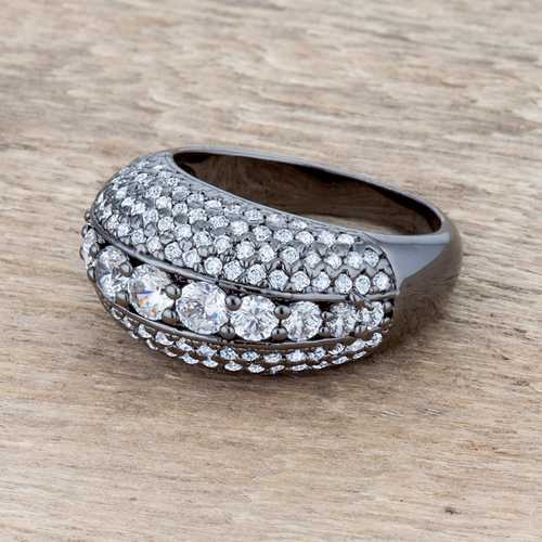1.5ct Krista CZ Hematite Contemporary Cocktail Ring for Women - Elegant Statement Jewelry for Parties, Weddings & Special Occasions