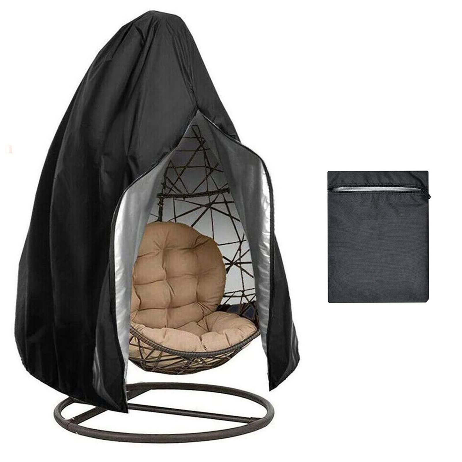 Durable Waterproof Hanging Egg Chair Cover with Zipper - Outdoor Swing Chair Protector for Patio, Rattan Furniture - Perfect for Garden, Balcony & Backyard Relaxation