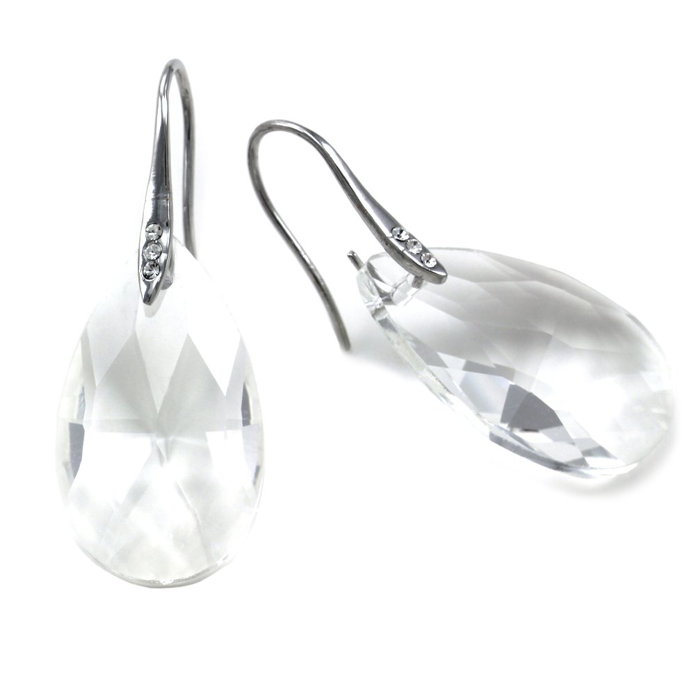 Elegant Clear Teardrop Chandelier Earrings - Dangle Drop Style Fashion Jewelry for Women - Perfect for Weddings, Parties & Evening Events
