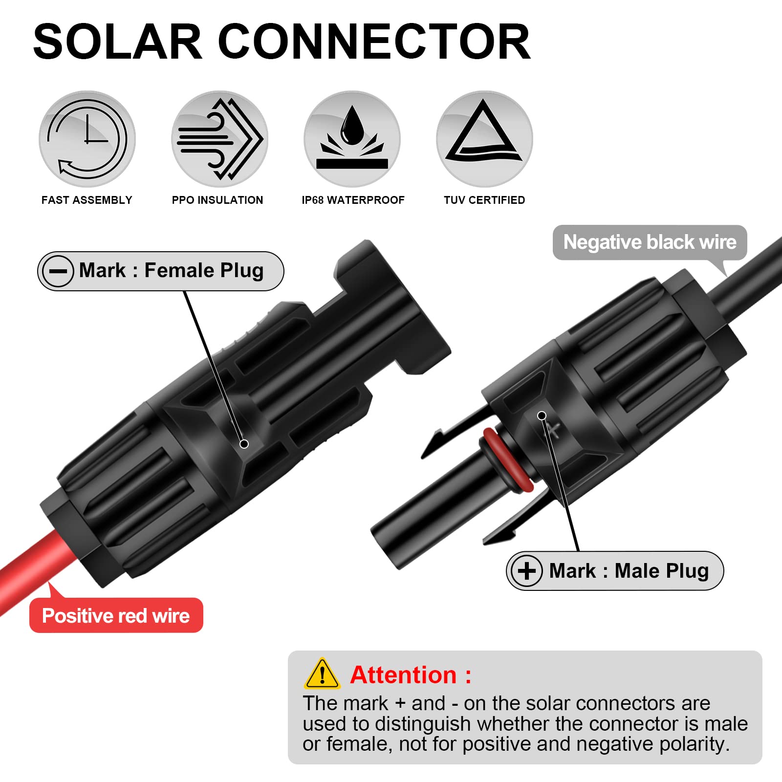 25FT 10AWG Solar Panel Extension Cable with MC4 Connectors - Weatherproof Tinned Copper Wire for RV, Boat & Home Solar Systems - Perfect for Outdoor Solar Panel Installations & Off-Grid Power Solutions
