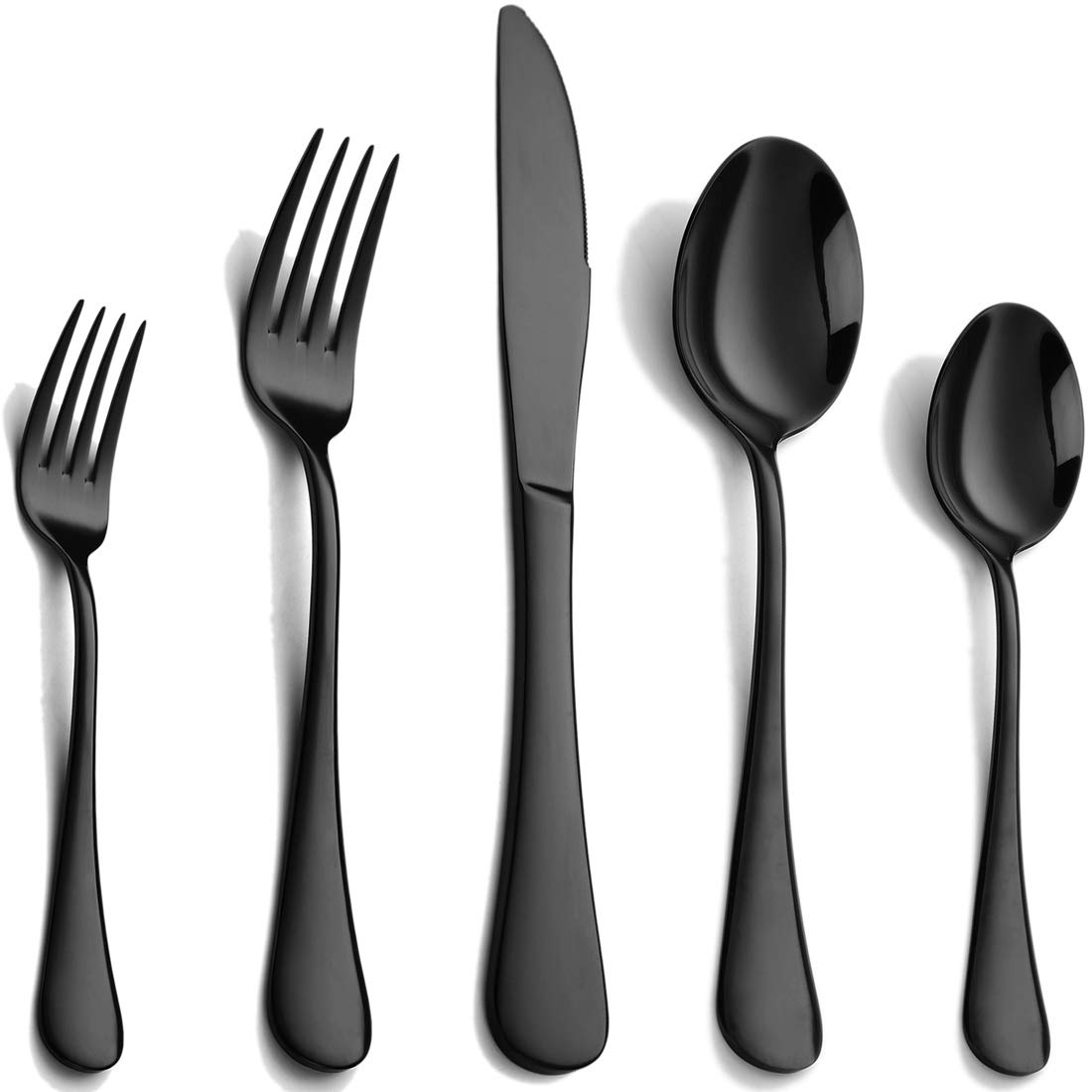 Premium 30-Piece Stainless Steel Flatware Set for 6 - Black Mirror Polished Silverware Set with Knives, Forks & Spoons - Dishwasher Safe Cutlery Utensils for Everyday Dining & Dinner Parties