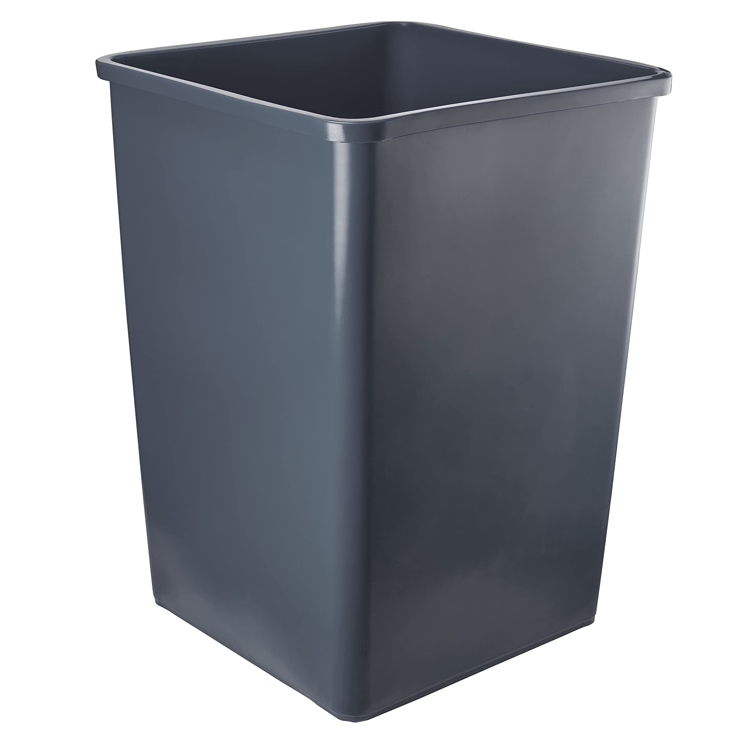 PRO&Family 140 Qt. (35 Gallon/132 Liter) Heavy Duty Gray Square Trash Can - Kitchen Garbage Bin, Recycling Waste Container for Home, Office, Restaurant & Outdoor Use