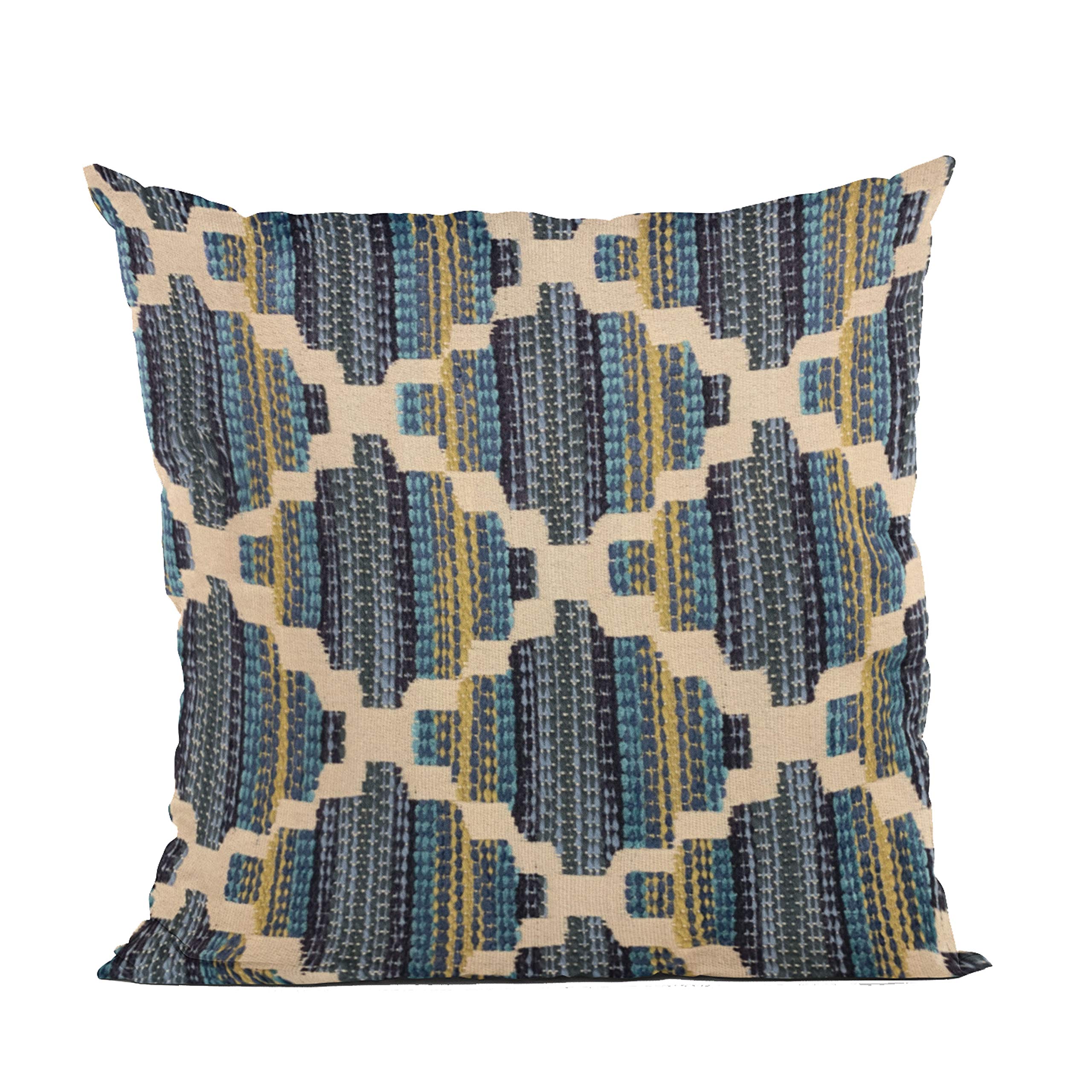 Luxury Blue Diamond Throw Pillow 24x24 Inches - Double Sided Decorative Cushion for Sofa, Bed & Home Decor - Plutus Brands Soft Pillow Cover for Living Room, Bedroom & Office