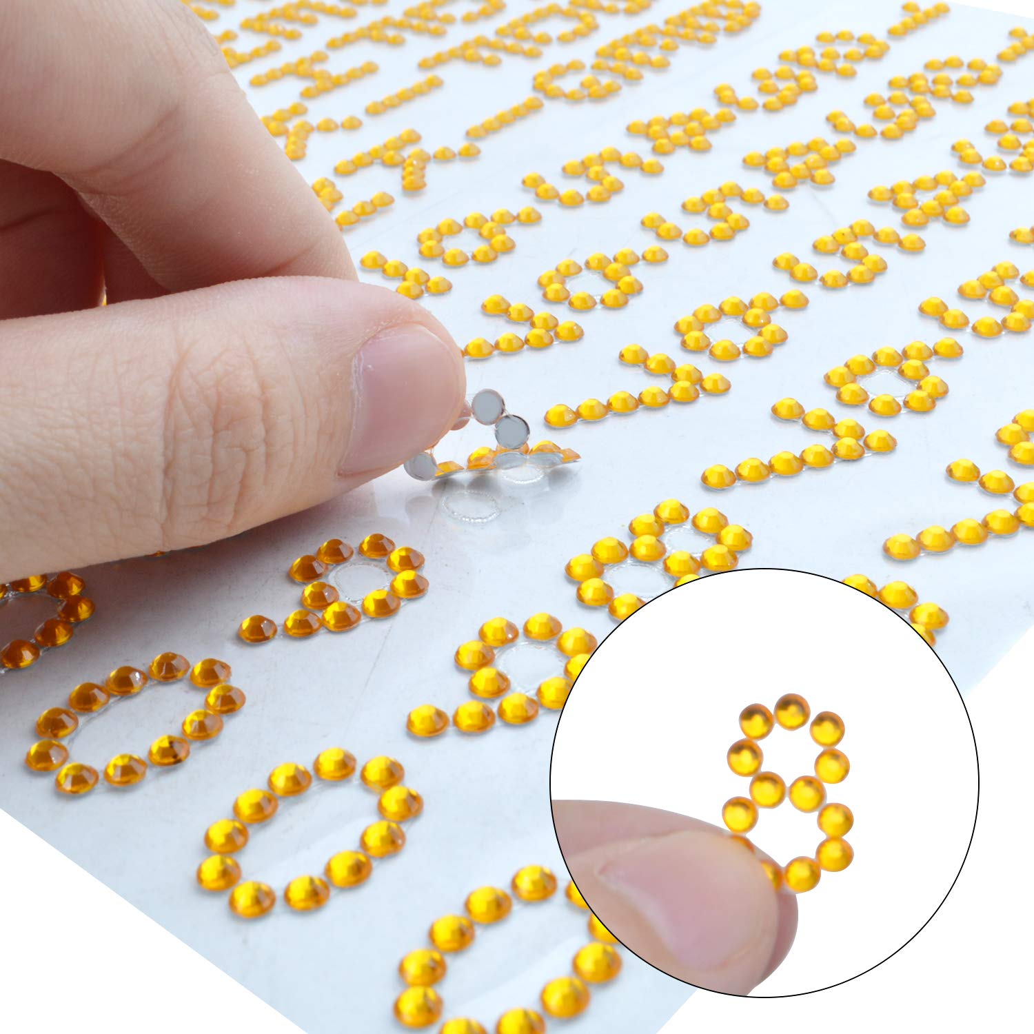 Aylifu Rhinestone Stickers - 5 Sheets Self-Adhesive Glitter Alphabet Letter & Number Stickers with Crystal Gems Border for Graduation Cap Decoration, DIY Crafts, Scrapbooking, and Party Decor