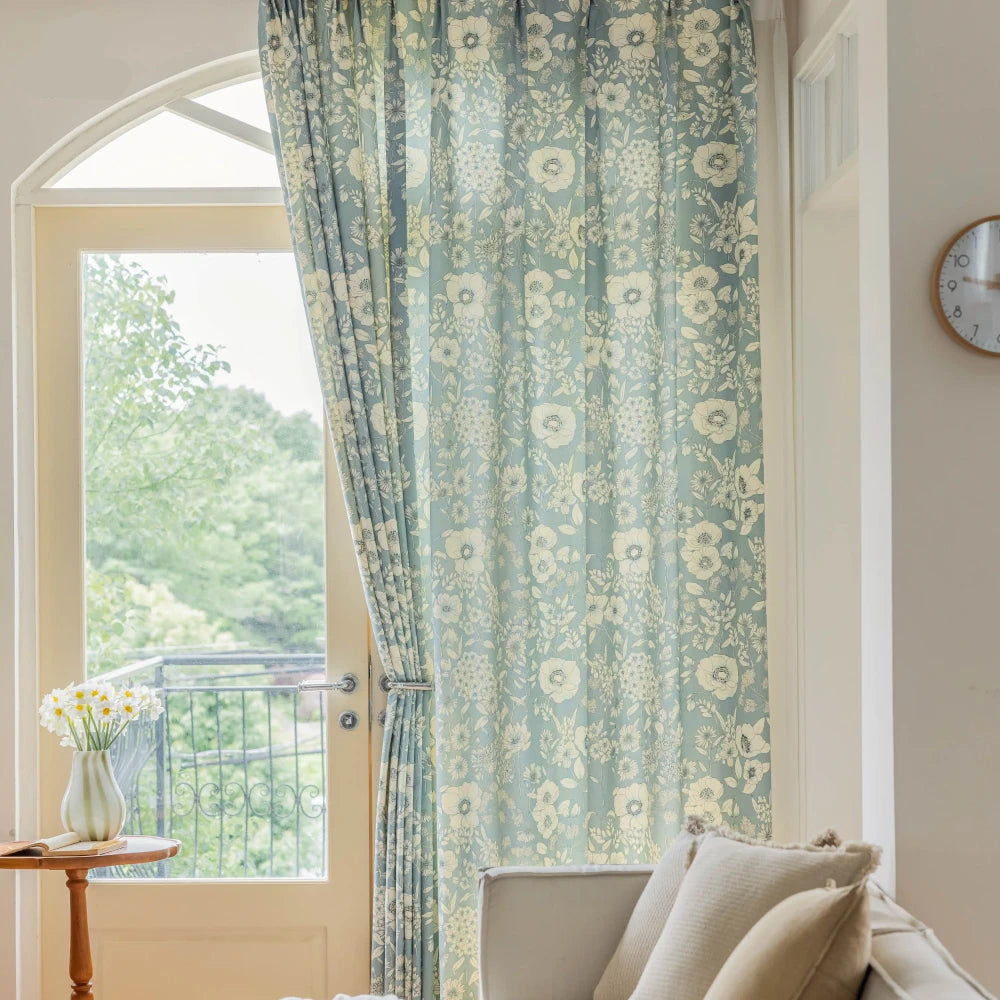 Elegant Mara French Garden Floral Custom Window Curtains - Vintage Bloom Design for Living Room & Bedroom - Light Filtering Drapes for Home Decor