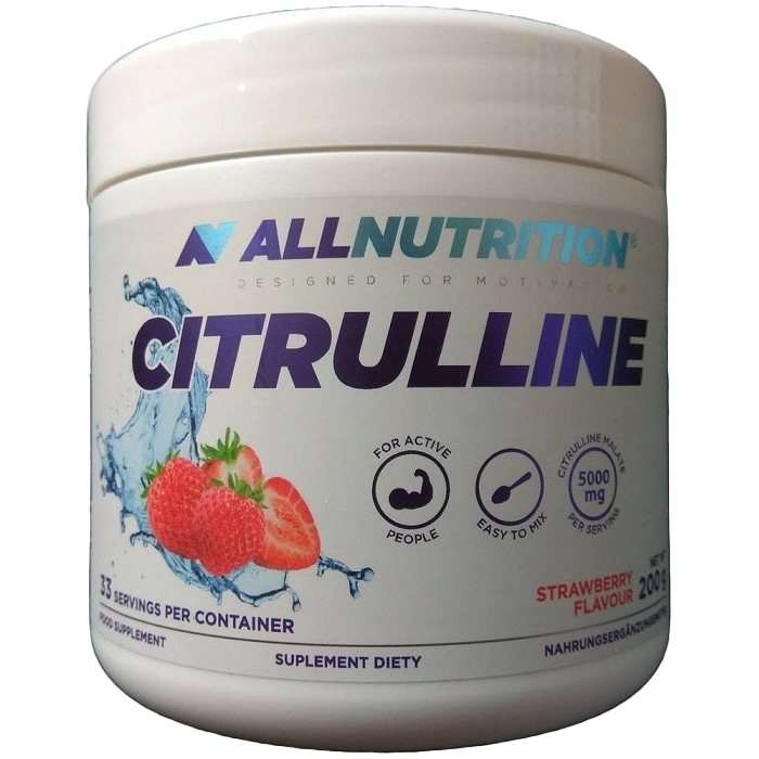 Allnutrition Citrulline Malate Powder 200g - Premium Strawberry Flavor for Muscle Recovery & Athletic Performance - Ideal for Pre-Workout, Post-Workout & Sports Nutrition
