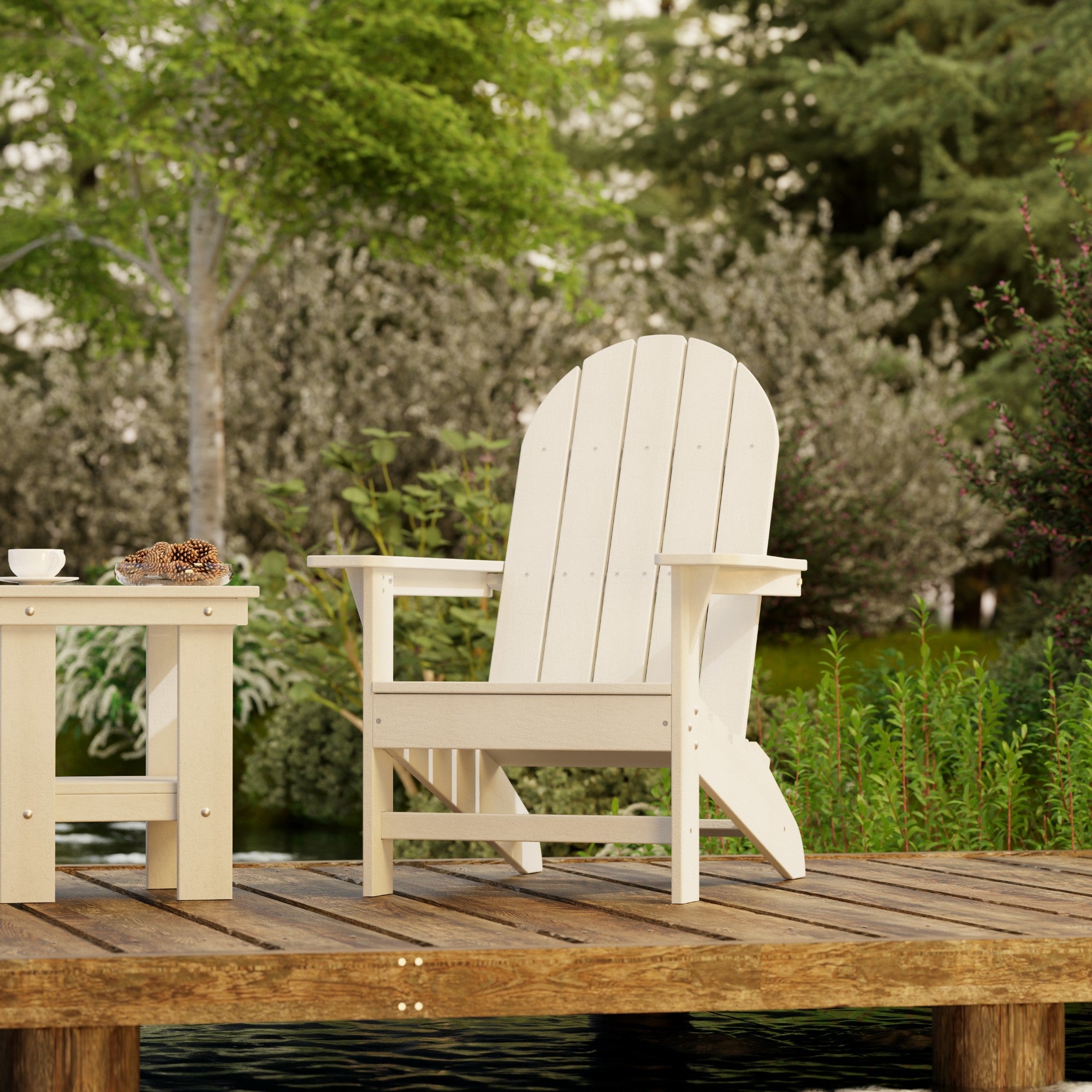 Freedom 3-Piece Traditional Adirondack Chair Set with Side Table - Outdoor Patio Furniture for Garden, Deck, Poolside & Backyard Relaxation