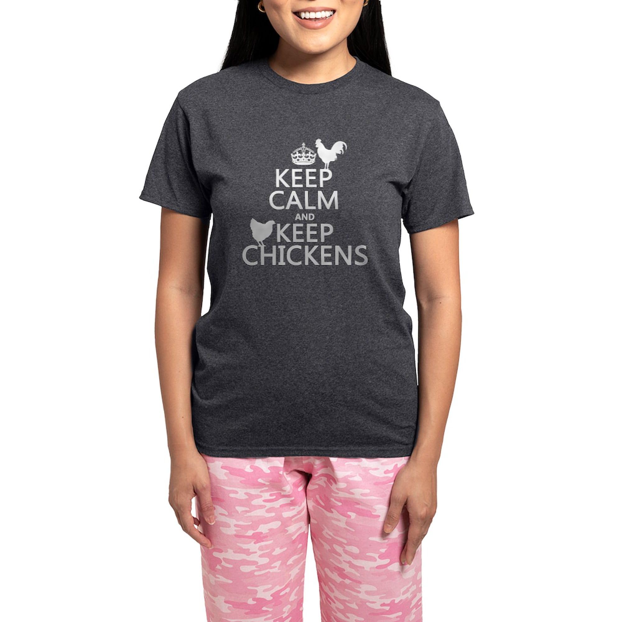 Keep Calm And Keep Chickens Women's Charcoal Pajama Set - Funny Chicken Lover Sleepwear for Women - Perfect for Cozy Nights, Farmhouse Themed Sleepovers & Chicken Enthusiast Gifts