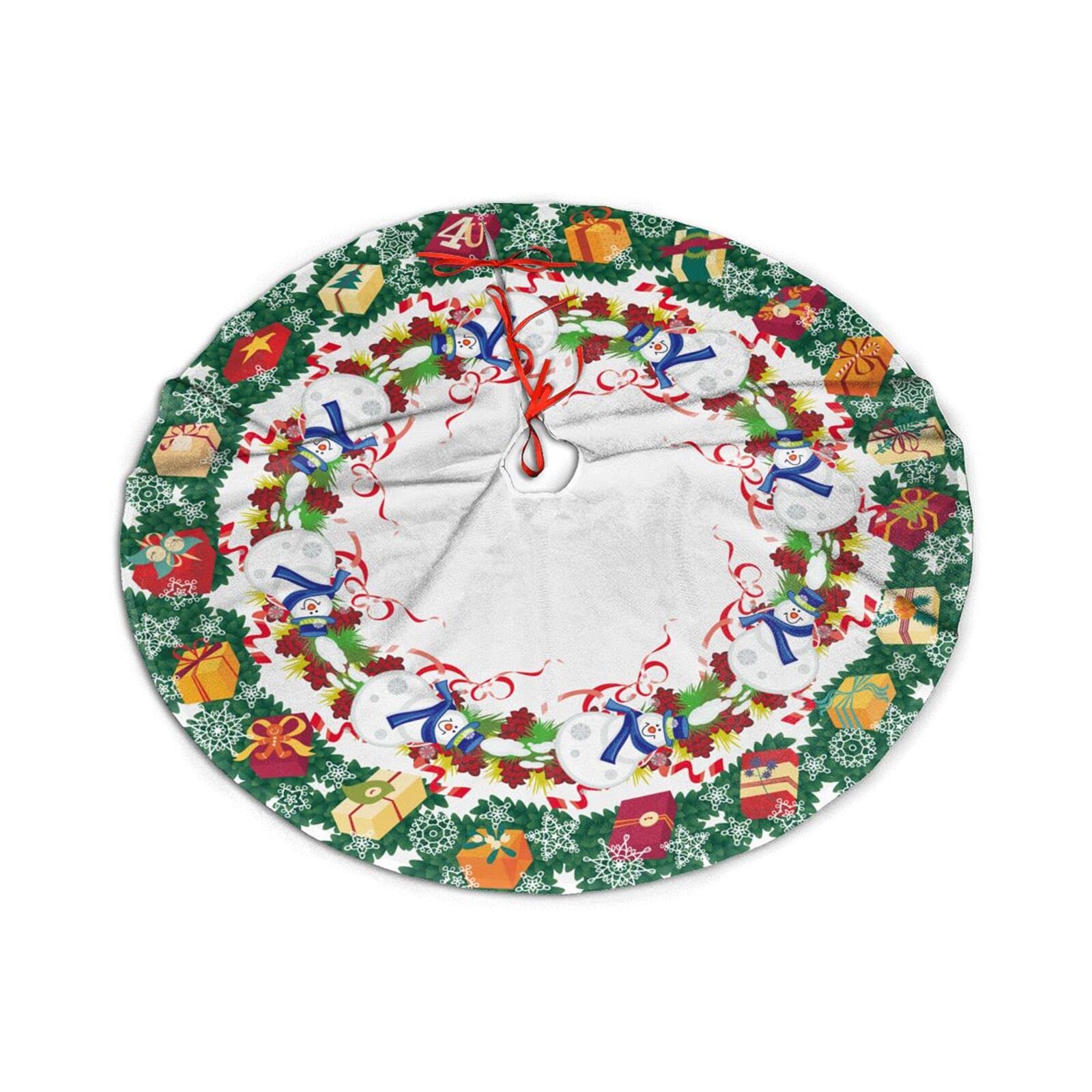 Christmas Snowman Tree Skirt - 36 Inch Holiday Xmas Tree Mat for Decorations | Perfect for Christmas Party, Home Decor & Festive Celebrations