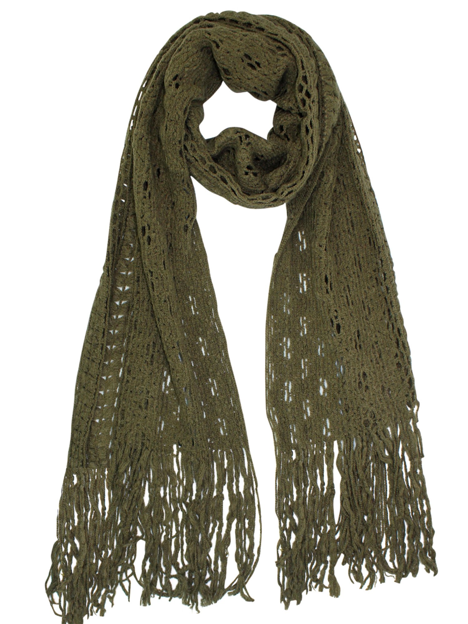 Elegant Taupe Long Crochet Knit Infinity Scarf - Soft Winter Fashion Accessory for Women | Perfect for Cold Weather, Office Wear & Holiday Outfits