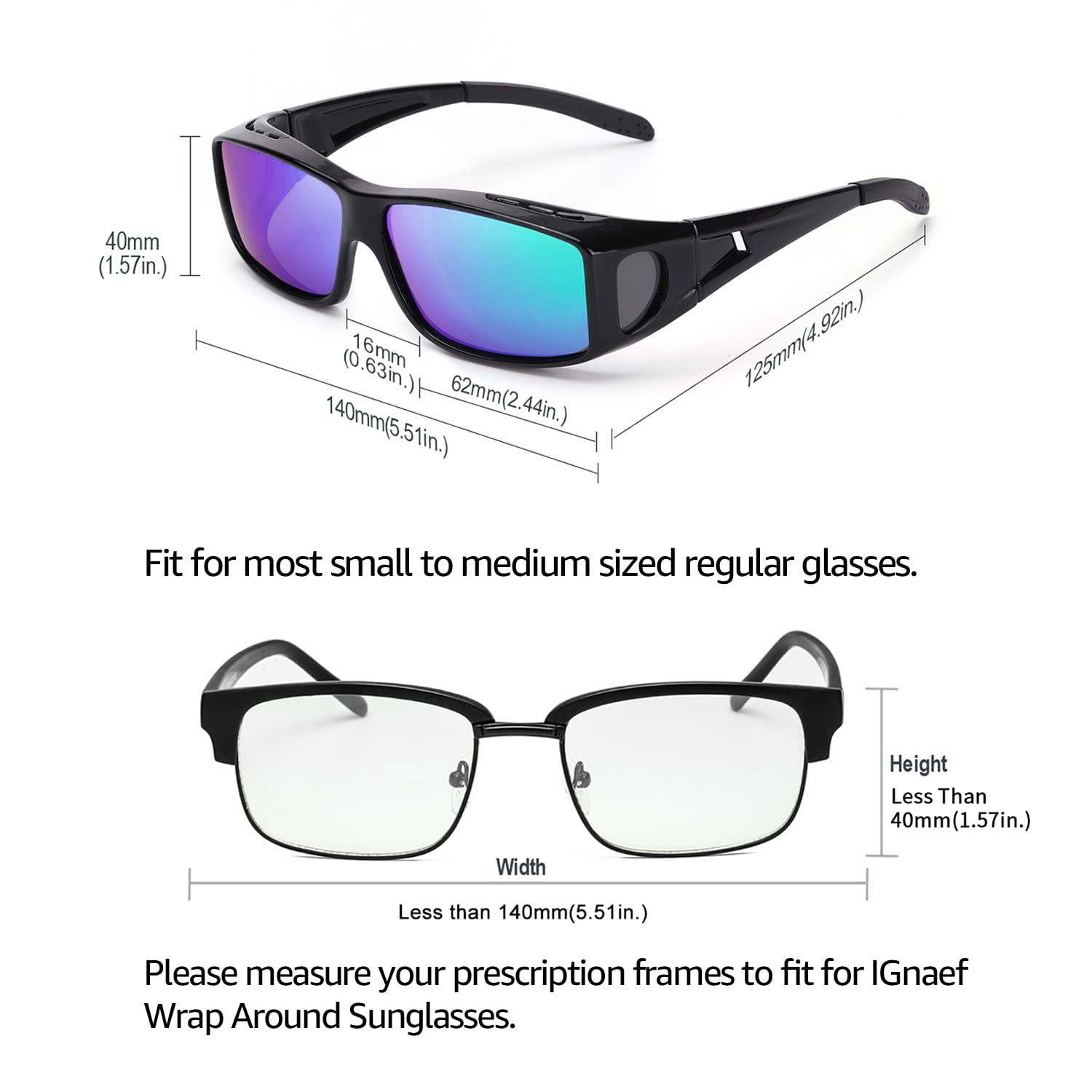 Polarized Wrap Around Sunglasses for Men & Women - Fit Over Glasses with UV400 Protection - Perfect for Driving, Fishing & Outdoor Activities