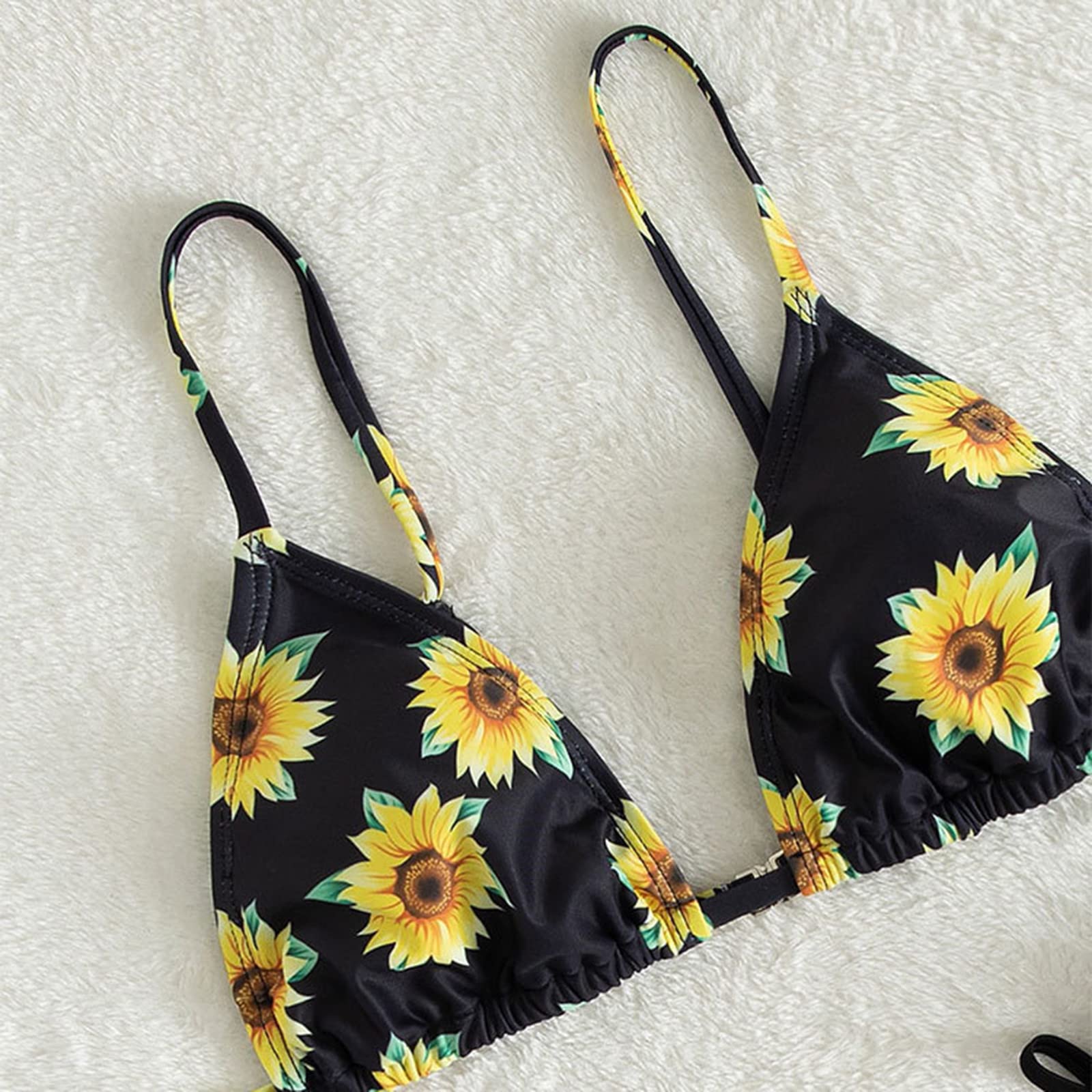 Toddler Girl Swimsuit 3-Piece Sunflower Bikini for Beach & Pool