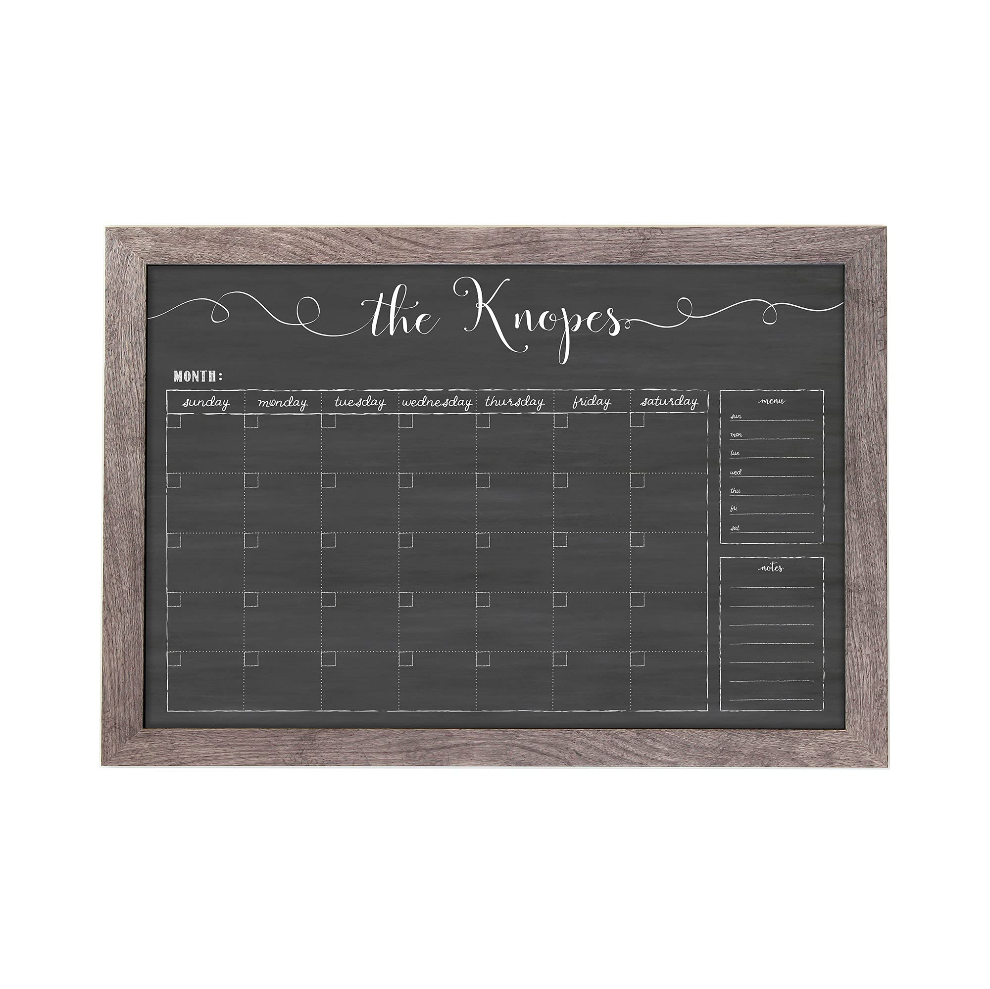 24x36 Large Dry Erase Framed Calendar - Custom Family Name & Cursive Hanging Chalkboard Style - Perfect for Home, Office, and Classroom Organization