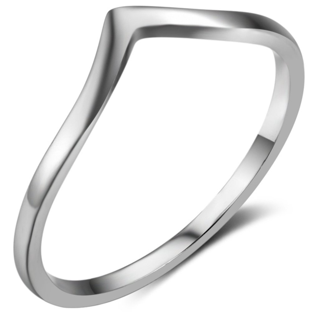 Stainless Steel Pointed Chevron Classic Simple Promise Ring for Women - Elegant & Durable Jewelry for Engagement, Anniversary, or Gift Giving