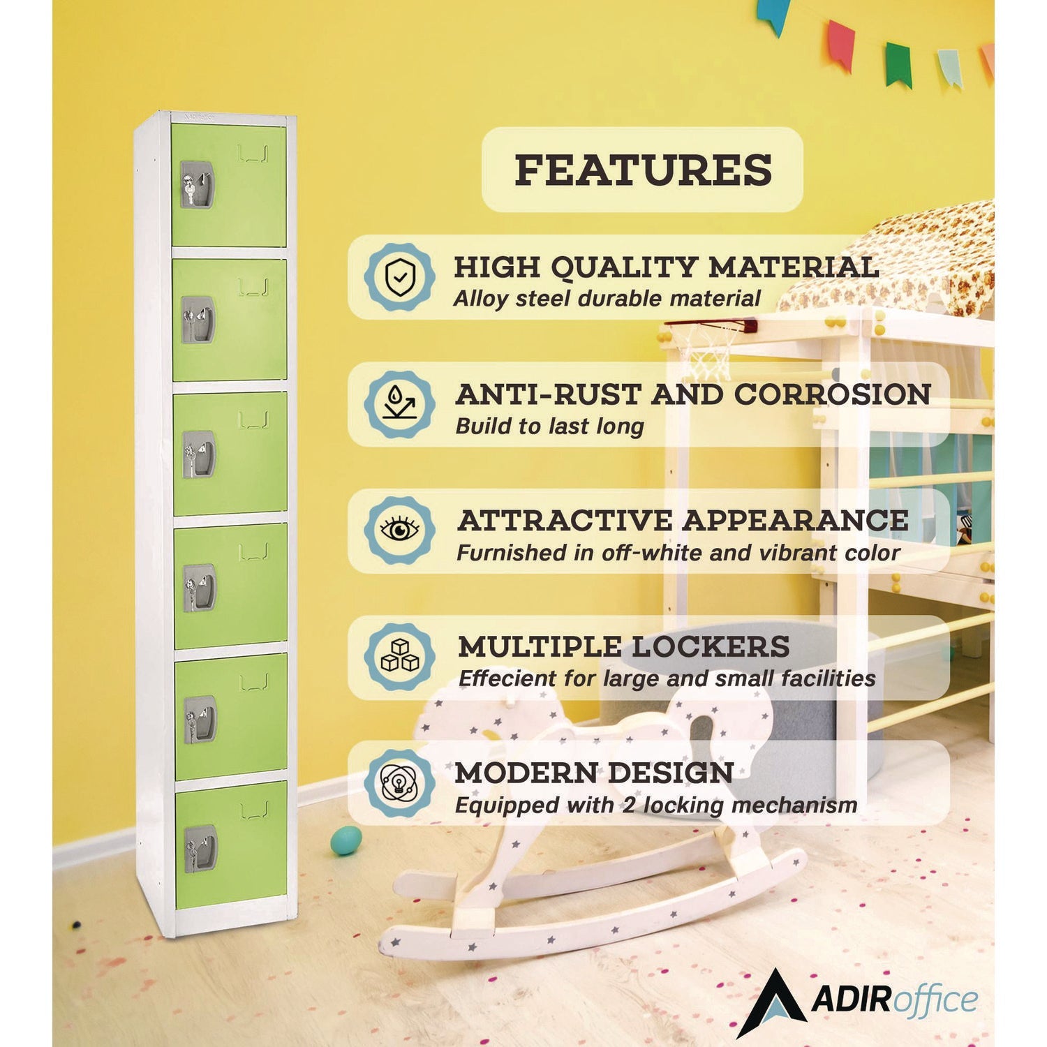 AdirOffice 6-Compartment Steel Storage Locker - 12