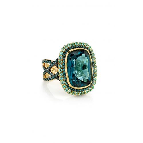 18K Yellow Gold Topaz and Diamond Ring for Women - Elegant Birthstone Jewelry Gift for Anniversary, Engagement, or Special Occasion