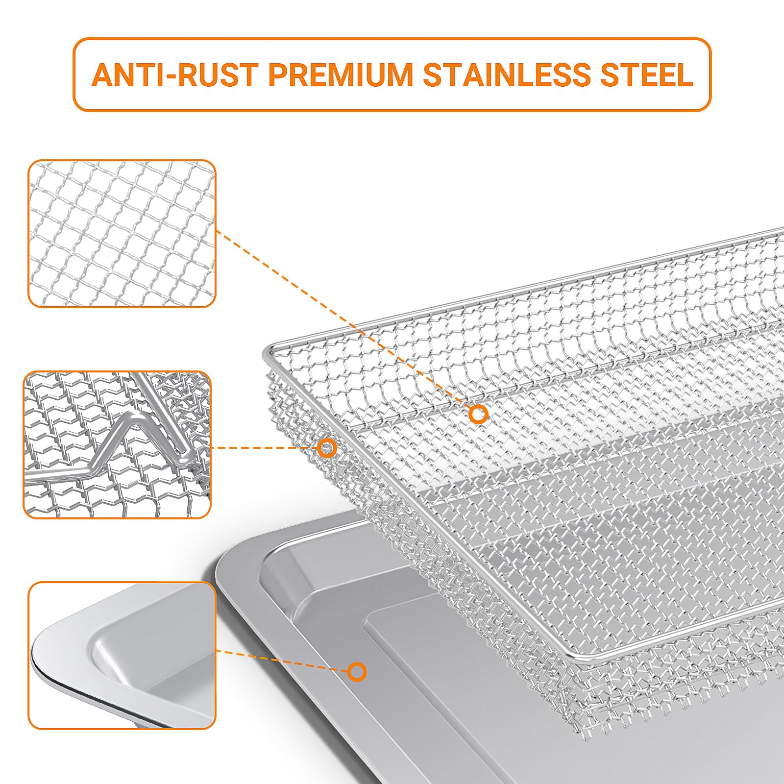 Premium Stainless Steel Baking Tray & Air Fryer Basket - Compatible with Cuisinart TOA-060 & TOA-065 Air Fryers - Durable Deep Fryer Accessories for Baking, Roasting & Air Frying - Perfect for Family Meals, Parties & Healthy Cooking