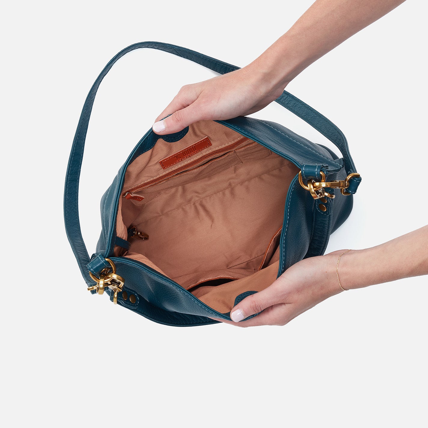 Premium Pebbled Leather Pier Shoulder Bag in Midnight Teal - Stylish Crossbody Purse for Women, Perfect for Work, Travel & Everyday Use
