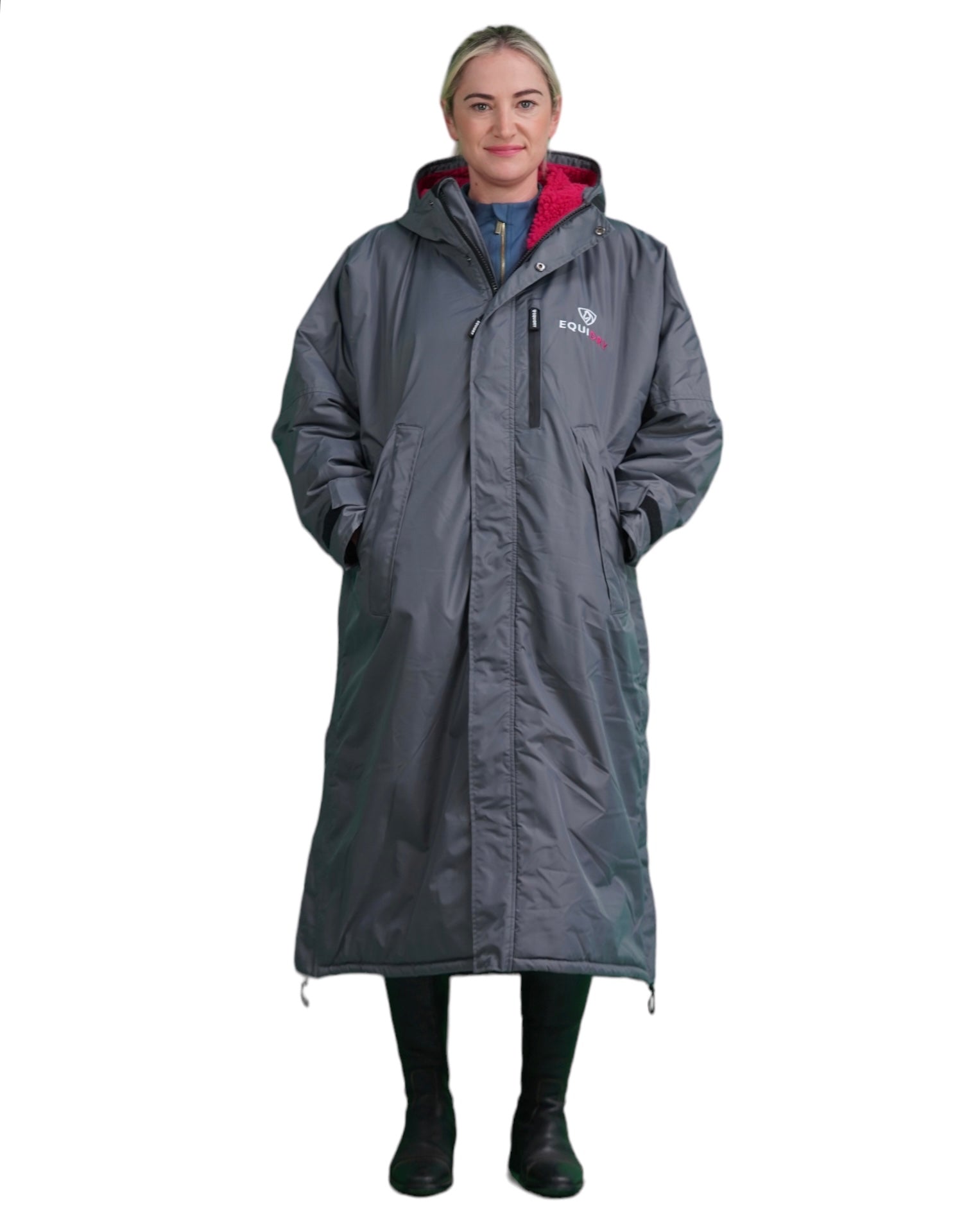 Evolution Women's Thick Fleece Hoodie with Fixed Hood - Charcoal/Peacock Pink | Cozy Winter Wear for Outdoor Activities & Casual Loungewear