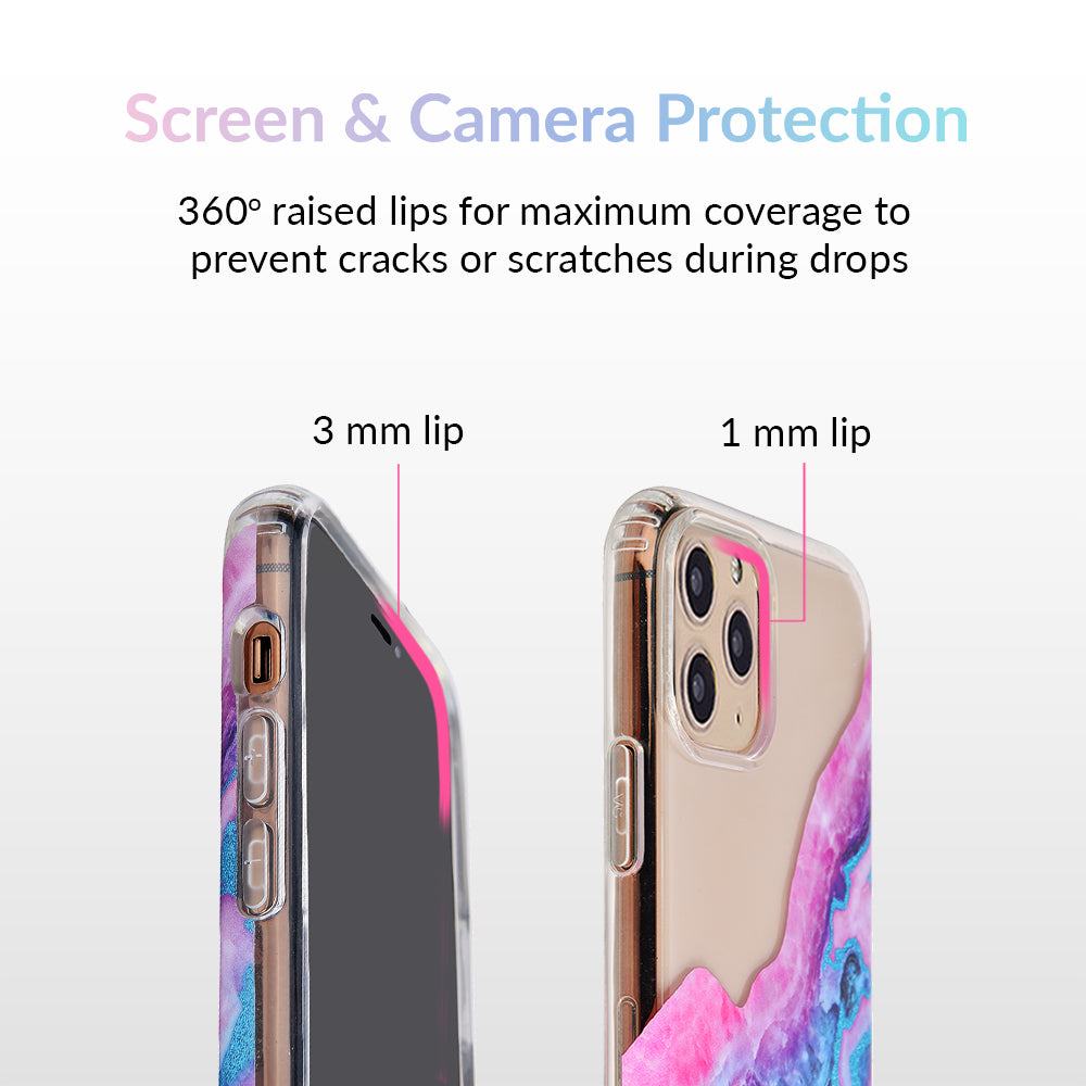 Geode Glitter Clear iPhone Case - Shatterproof Protective Cover with Crystal Sparkle Design for iPhone 13/14/15 - Perfect for Daily Use, Travel & Gift Giving
