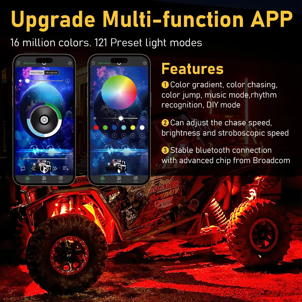 LOYO RGBW LED Rock Lights Kit - 8 Pods Multicolor Underglow LED Lights for Trucks, Jeeps, SUVs | Waterproof, Wireless Remote Control | Perfect for Off-Roading, Car Shows & Night Driving