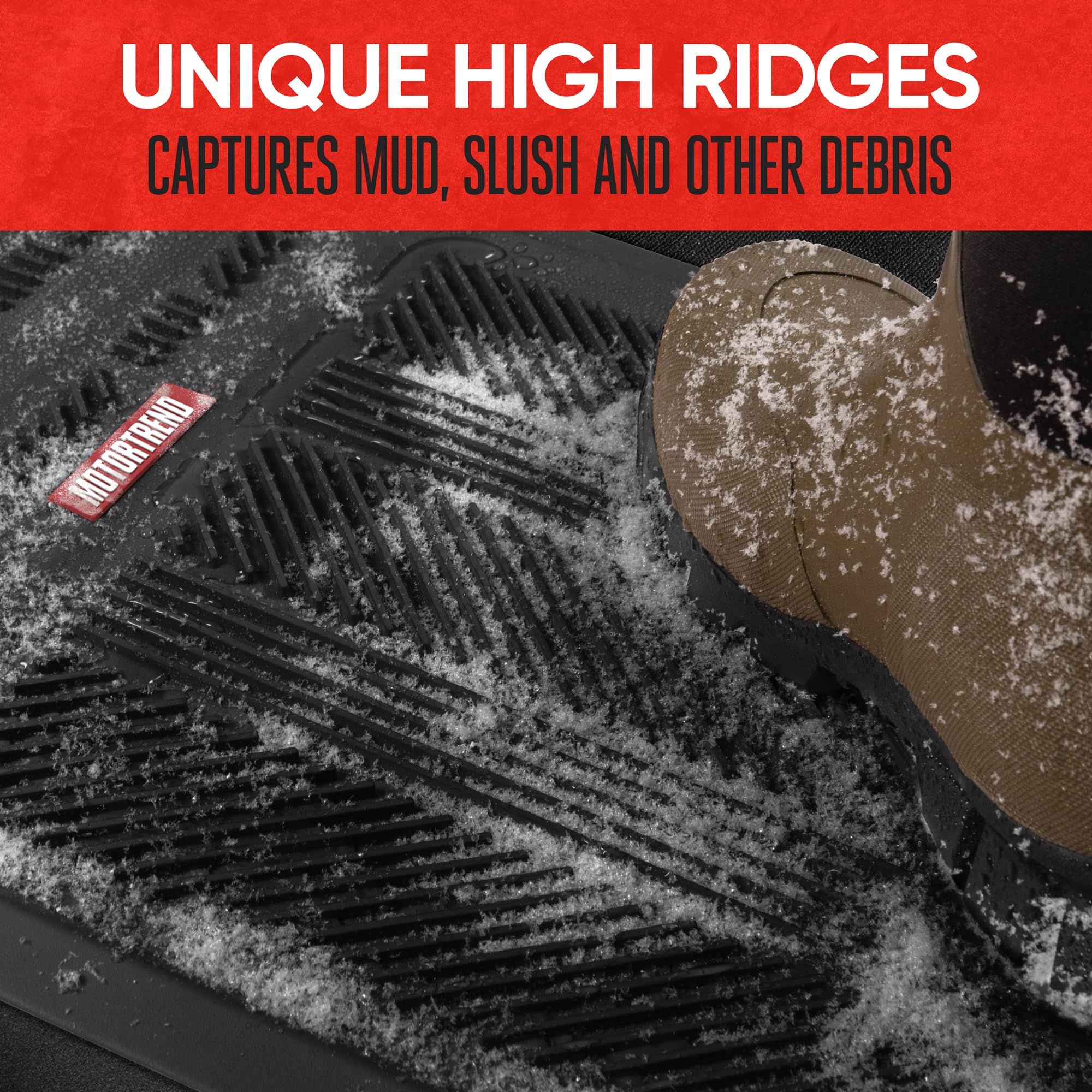 Motor Trend Heavy Duty All-Weather Rear Seat Floor Mats for Cars, SUVs & Vans - 2nd & 3rd Row Black Rubber Floor Liners (57x15 Inches) - Durable Interior Accessories for Back Seat Protection | Perfect for Road Trips, Family Travel & Everyday Commuting