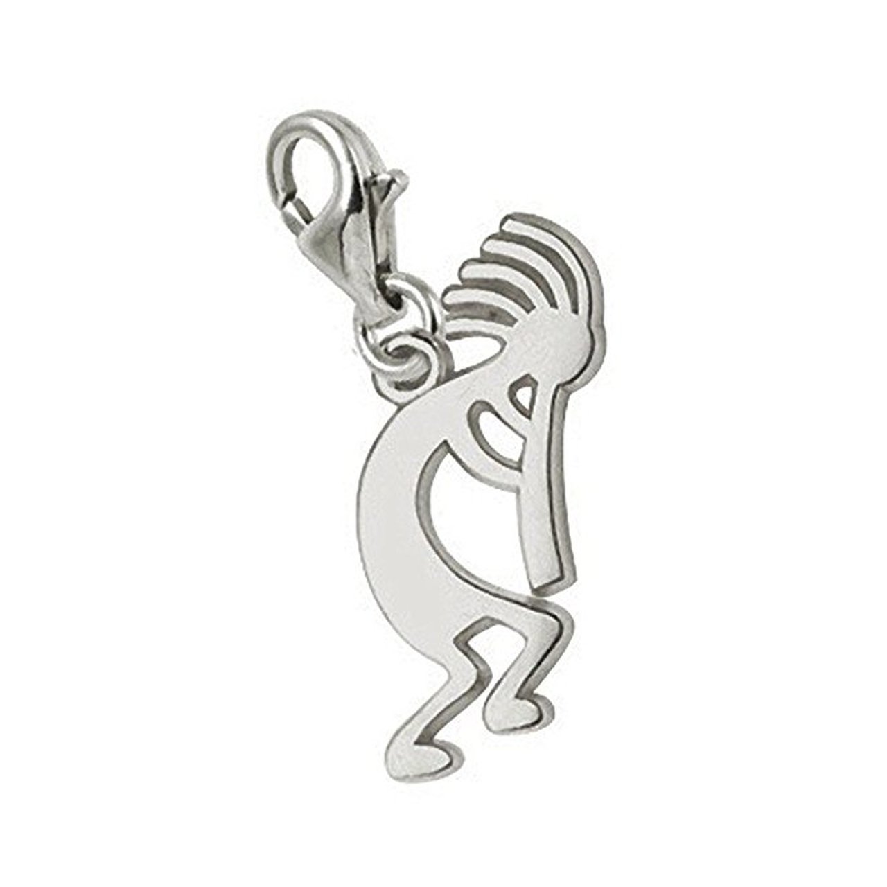 Kokopelli Silver Charm Pendant with Lobster Claw Clasp - Handmade Jewelry for Bracelets & Necklaces - Perfect for Boho Style, Gift Giving and Spiritual Jewelry Collection