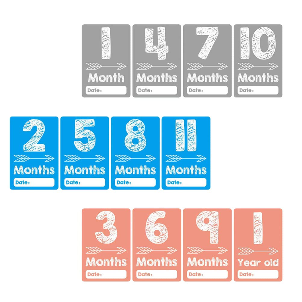 VOSAREA 12pcs Baby Milestone Wooden Cards - 12 Month Growth Memory Keepsake for Newborn Photography Props - Perfect for 1st Birthday, Monthly Photo Shoots & Nursery Decor
